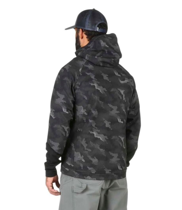 Simms Katafront Hoody Hex Camo Carbon Model Back Simms Katafront Hoody Hex Camo Carbon Model Back